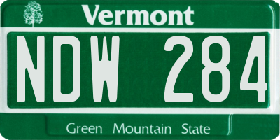 VT license plate NDW284
