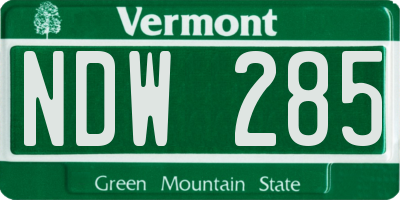 VT license plate NDW285