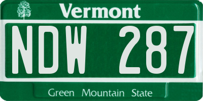 VT license plate NDW287