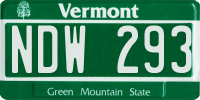 VT license plate NDW293