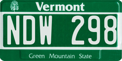 VT license plate NDW298