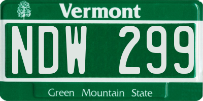 VT license plate NDW299