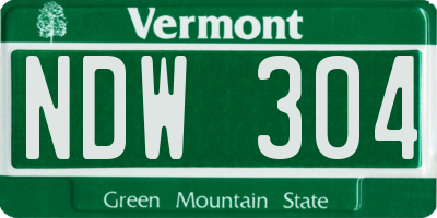 VT license plate NDW304