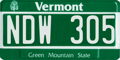 VT license plate NDW305