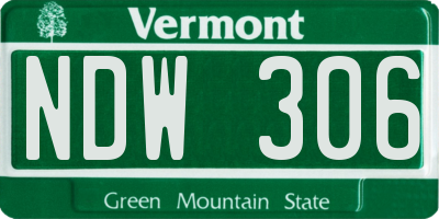 VT license plate NDW306