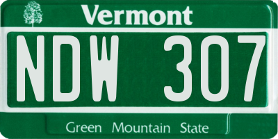VT license plate NDW307
