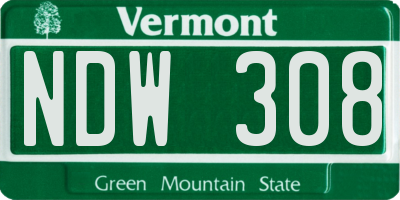 VT license plate NDW308