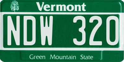 VT license plate NDW320