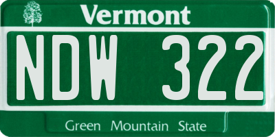 VT license plate NDW322
