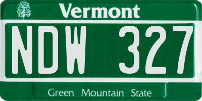 VT license plate NDW327