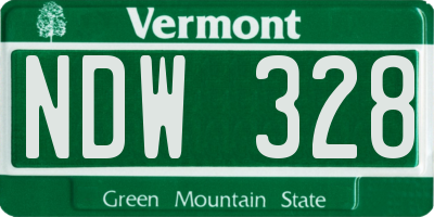 VT license plate NDW328