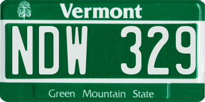 VT license plate NDW329