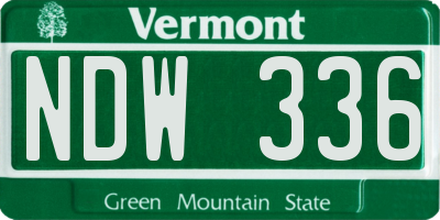 VT license plate NDW336