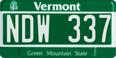 VT license plate NDW337