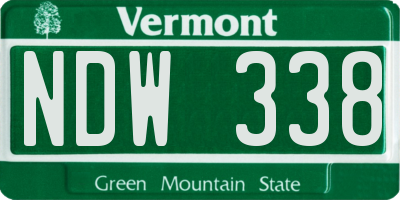 VT license plate NDW338