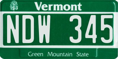 VT license plate NDW345