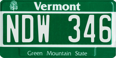 VT license plate NDW346