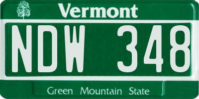 VT license plate NDW348