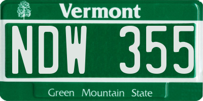 VT license plate NDW355