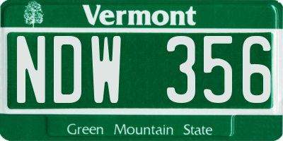 VT license plate NDW356