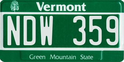 VT license plate NDW359