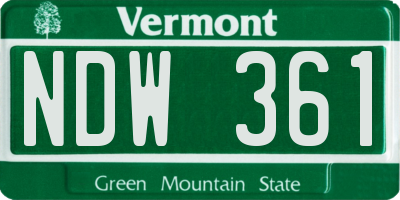 VT license plate NDW361