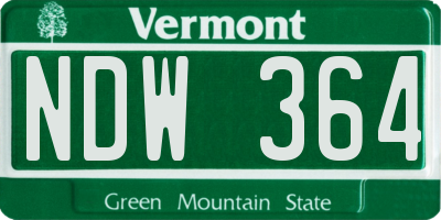 VT license plate NDW364