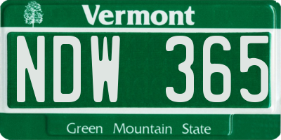 VT license plate NDW365