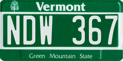 VT license plate NDW367
