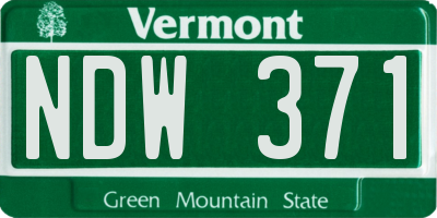 VT license plate NDW371