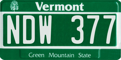 VT license plate NDW377
