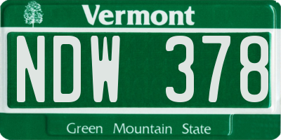 VT license plate NDW378