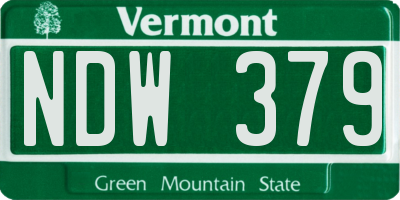 VT license plate NDW379