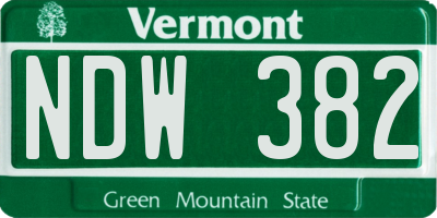 VT license plate NDW382