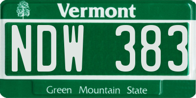 VT license plate NDW383