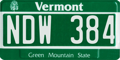VT license plate NDW384