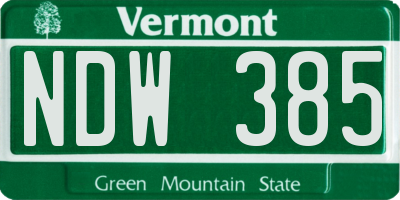 VT license plate NDW385