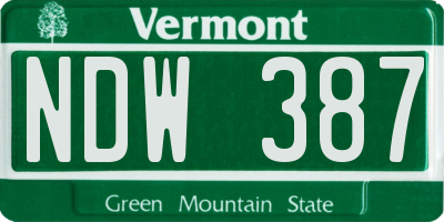 VT license plate NDW387