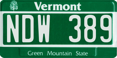 VT license plate NDW389