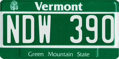 VT license plate NDW390
