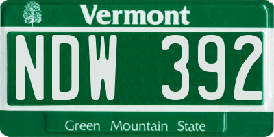 VT license plate NDW392