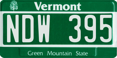 VT license plate NDW395
