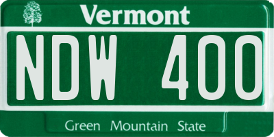 VT license plate NDW400