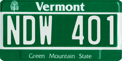 VT license plate NDW401
