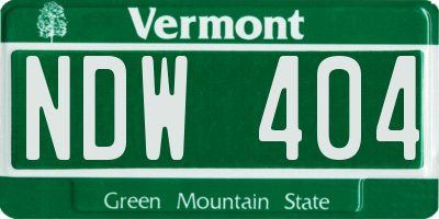 VT license plate NDW404