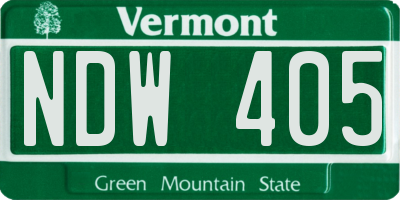 VT license plate NDW405