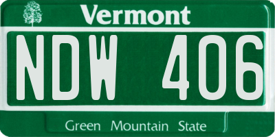VT license plate NDW406