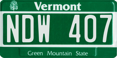 VT license plate NDW407