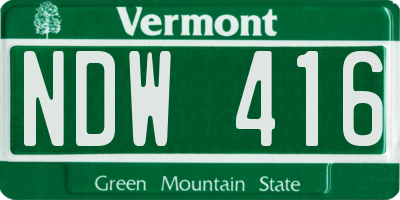 VT license plate NDW416