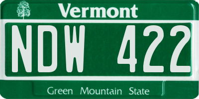 VT license plate NDW422